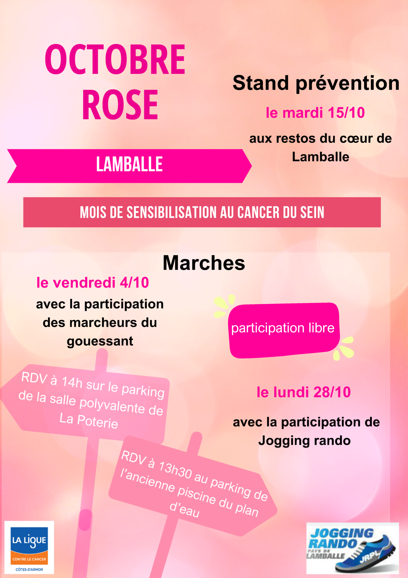 Legging Sport Femme Octobre Rose - Motif Ruban Sensibilisation Cancer Du Sein - Taille Haute Confortable